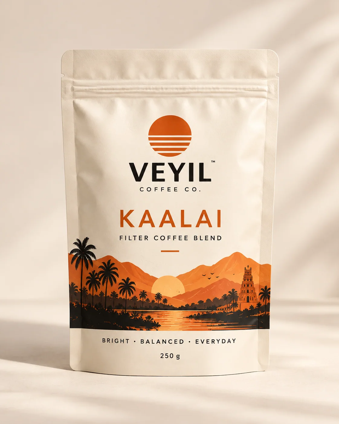 Top of the Veyil Kaalai coffee pouch